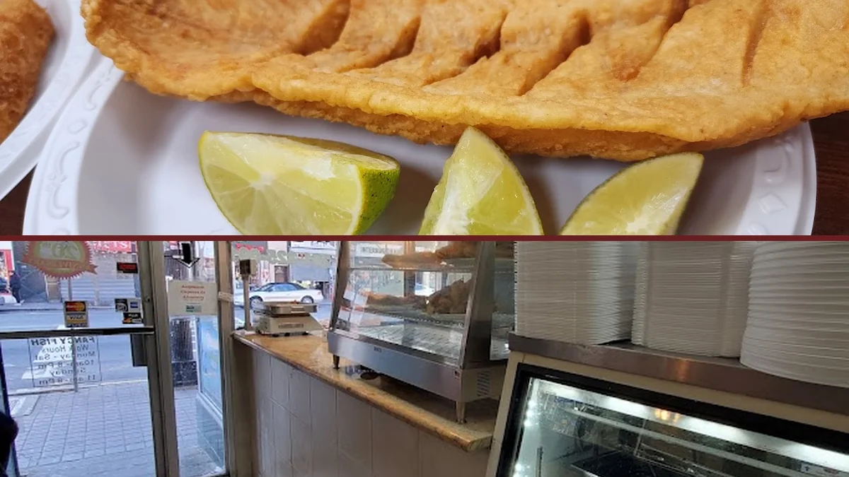 Crispy fish served with yucca and tostones.
