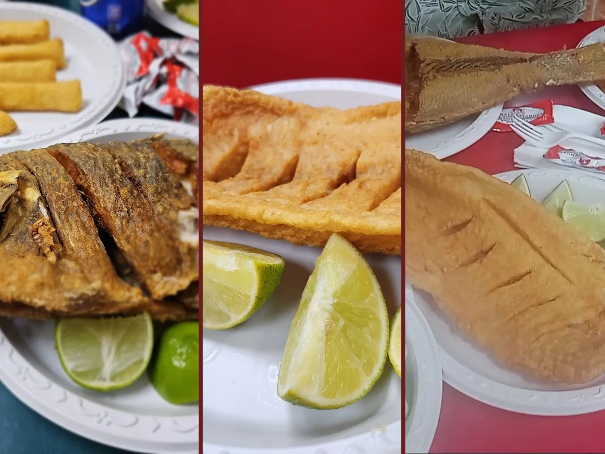 Crispy fish served with yucca and tostones.