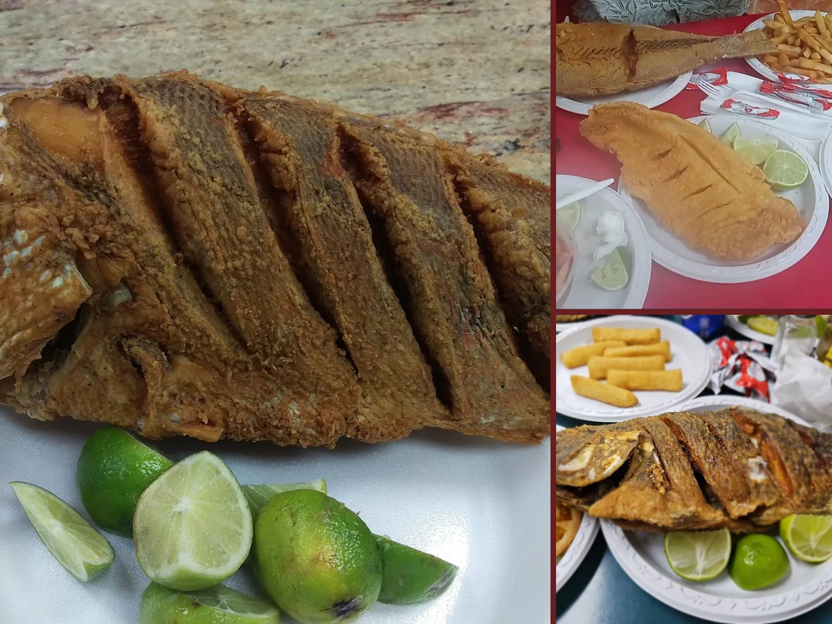 Crispy fish served with yucca and tostones.